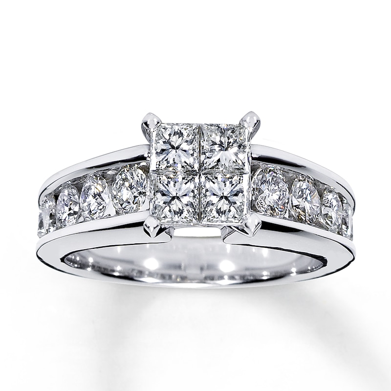 Main Image 1 of Previously Owned Diamond Engagement Ring 1-3/4 ct tw Princess & Round-cut 14K White Gold Size 10.5