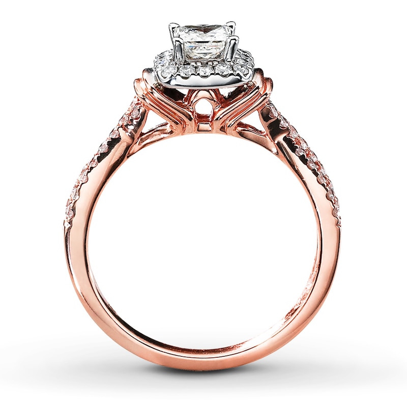 Previously Owned Diamond Engagement Ring 3/4 ct tw Princess-cut 14K Rose Gold