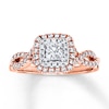 Previously Owned Diamond Engagement Ring 5/8 ct tw Princess & Round-cut 14K Two-Tone Gold