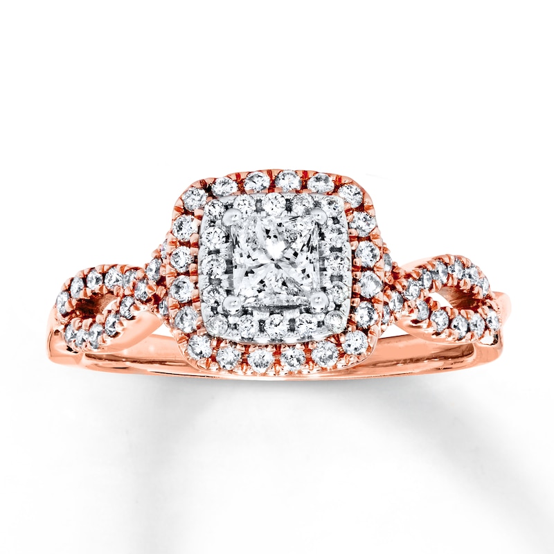 Previously Owned Diamond Engagement Ring 5/8 ct tw Princess & Round-cut 14K Two-Tone Gold
