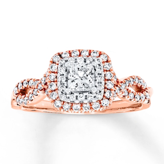 Previously Owned Diamond Engagement Ring 5/8 ct tw Princess & Round-cut 14K Two-Tone Gold Size 4.25
