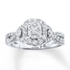 Thumbnail Image 1 of Previously Owned Diamond Engagement Ring 3/4 ct tw Pie & Round-cut 14K White Gold Size 9.5
