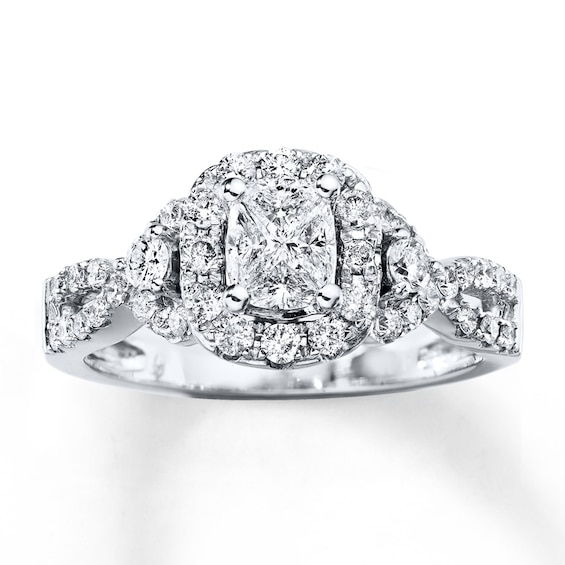 Previously Owned Diamond Engagement Ring 3/4 ct tw Pie & Round-cut 14K White Gold Size 9.5