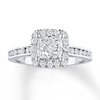 Thumbnail Image 0 of Previously Owned Diamond Engagement Ring 7/8 ct tw Princess & Round-cut 14K White Gold - Size 10