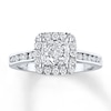Thumbnail Image 1 of Previously Owned Diamond Engagement Ring 7/8 ct tw Princess & Round-cut 14K White Gold Size 10