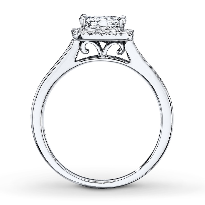 Main Image 2 of Previously Owned Diamond Engagement Ring 7/8 ct tw Princess & Round-cut 14K White Gold Size 10