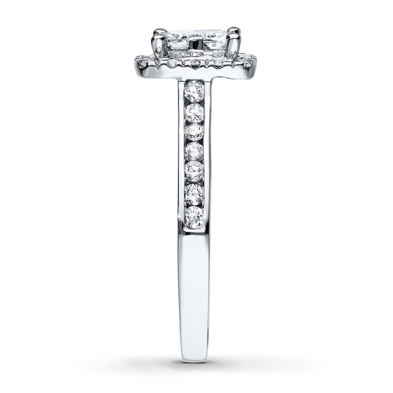 Main Image 3 of Previously Owned Diamond Engagement Ring 7/8 ct tw Princess & Round-cut 14K White Gold Size 10