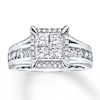 Thumbnail Image 1 of Previously Owned Engagement Ring 1-3/8 ct tw Princess & Round-cut Diamonds 14K White Gold - Size 10