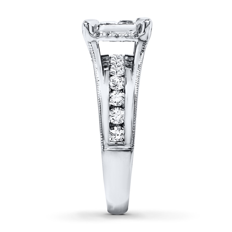 Main Image 3 of Previously Owned Engagement Ring 1-3/8 ct tw Princess & Round-cut Diamonds 14K White Gold - Size 10