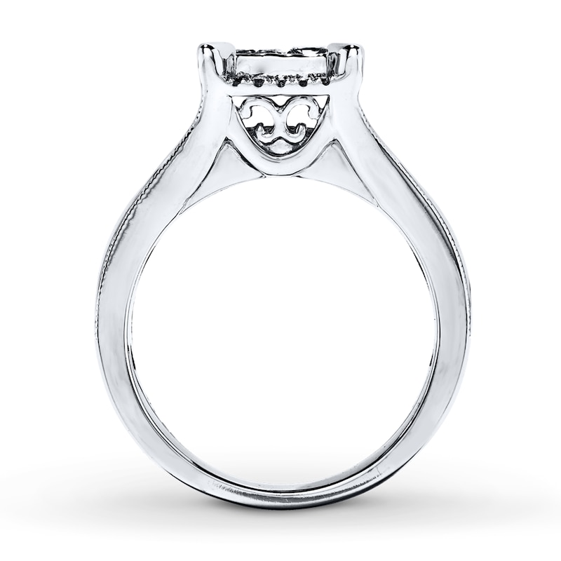 Main Image 2 of Previously Owned Diamond Engagement Ring 1-3/8 ct tw Princess & Round-cut 14K White Gold Size 9.25