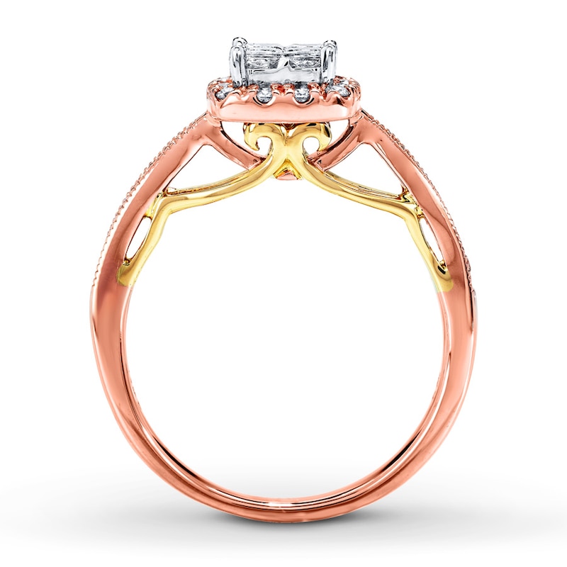 Previously Owned Diamond Engagement Ring 1/2 ct tw Princess & Round-cut 14K Two-Tone Gold - Size 9.75