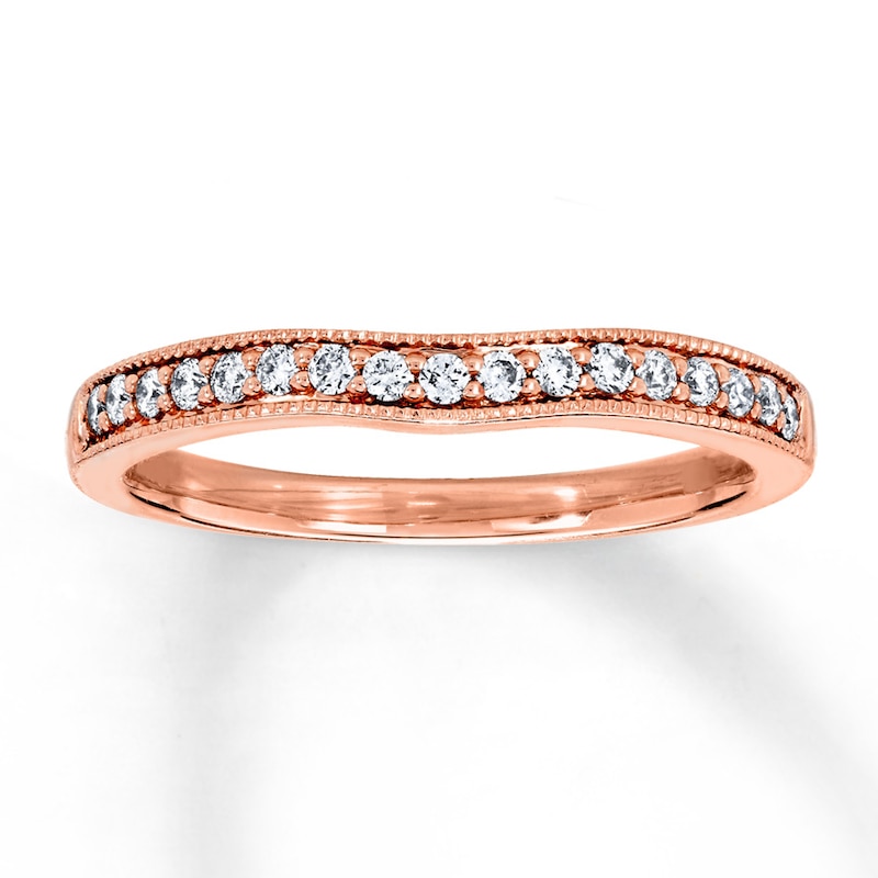 Main Image 1 of Previously Owned Diamond Wedding Band 1/5 ct tw Round-cut 14K Rose Gold - Size 10.5
