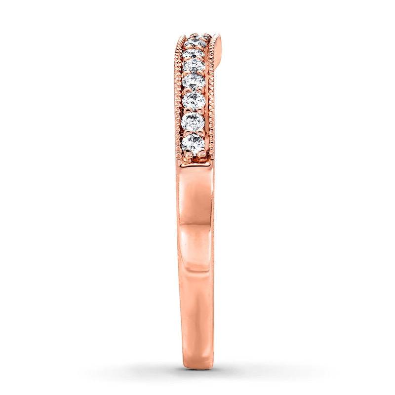 Main Image 3 of Previously Owned Diamond Wedding Band 1/5 ct tw Round-cut 14K Rose Gold - Size 10.5