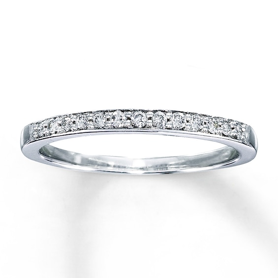 Previously Owned Wedding Band 1/8 ct tw Round-cut Diamonds 10K White Gold Size 4