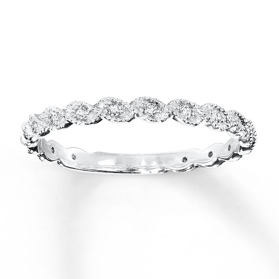Previously Owned Previously Owned Wedding Ring 1/10 ct tw Round-cut Diamonds 14K White Gold Size 4.75