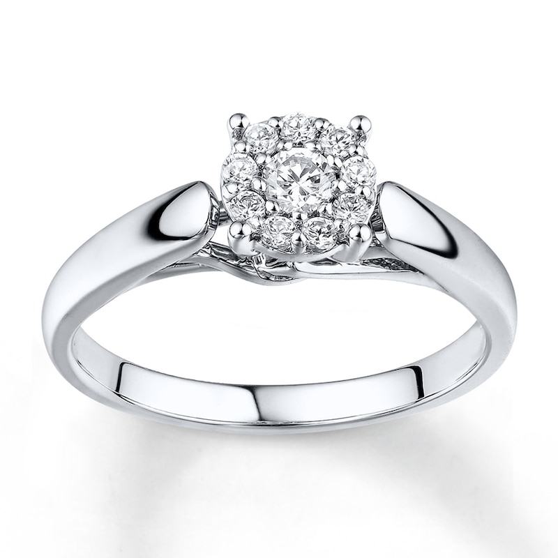 Main Image 1 of Previously Owned Ring 1/4 ct tw Round-cut Diamonds 10K White Gold Size 4.25