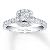 Previously Owned Neil Lane Engagement Ring 7/8 ct tw Princess & Round-cut Diamonds 14K White Gold
