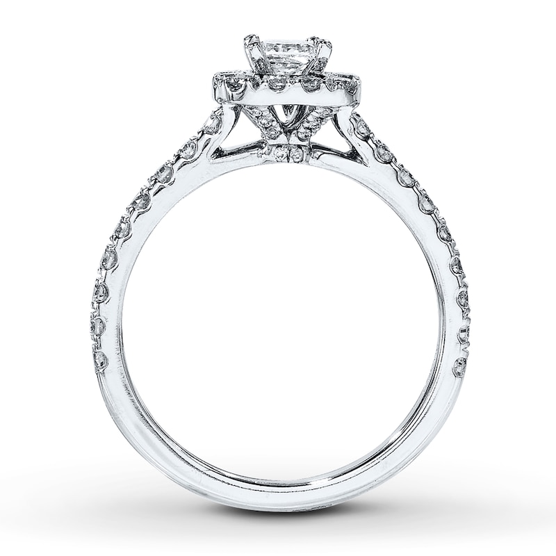 Previously Owned Neil Lane Engagement Ring 7/8 ct tw Princess & Round-cut Diamonds 14K White Gold