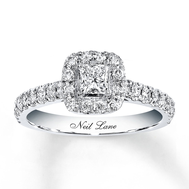 Previously Owned Neil Lane Diamond Ring 7/8 ct tw Princess & Round-cut 14K White Gold