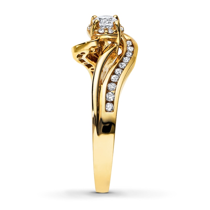 Main Image 3 of Previously Owned Diamond Engagement Ring 3/8 ct tw Round-cut 10K Yellow Gold Size 9.5