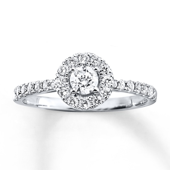 Previously Owned Diamond Engagement Ring 5/8 ct tw Round-cut 14K White Gold Size 3.5