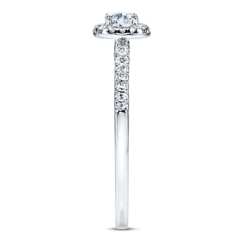 Main Image 2 of Previously Owned Diamond Engagement Ring 3/8 ct tw Round-cut 10K White Gold - Size 10.5