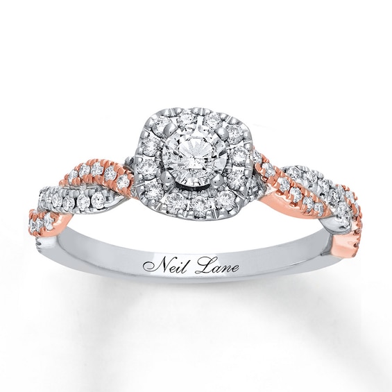 Previously Owned Neil Lane Engagement Ring 1/2 ct tw Round-cut Diamonds 14K Two-Tone Gold Size