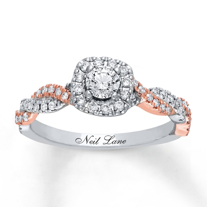 Main Image 1 of Previously Owned Neil Lane Engagement Ring 1/2 ct tw Round-cut Diamonds 14K Two-Tone Gold Size 8.75