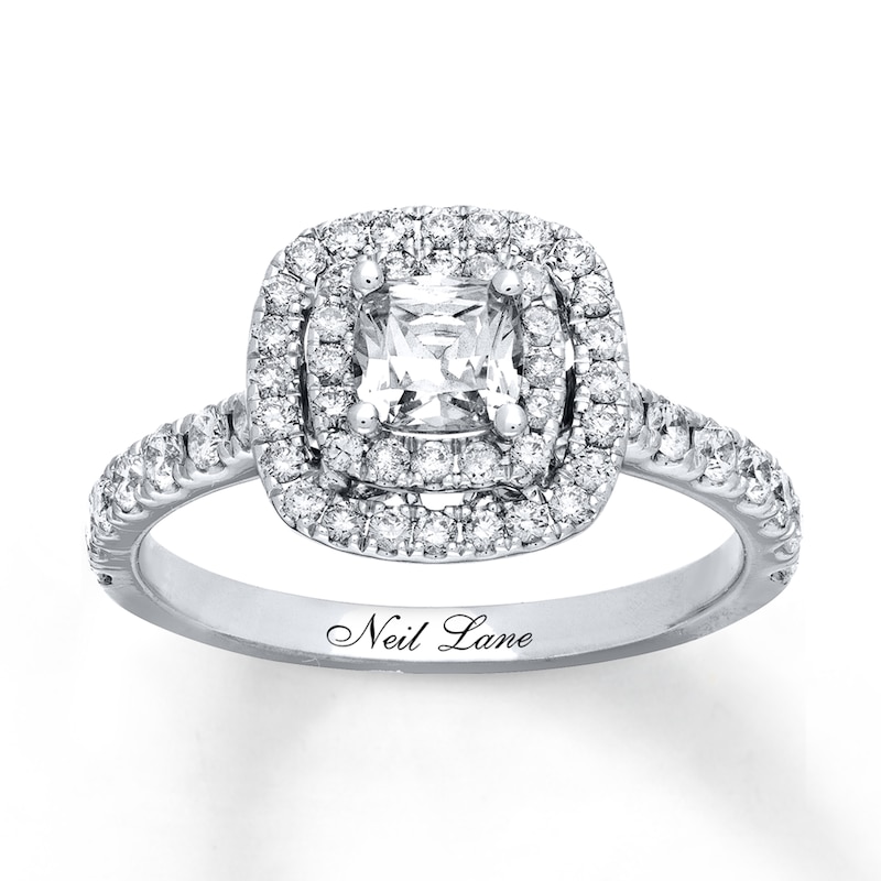 Previously Owned Neil Lane Engagement Ring 1-1/8 ct tw Cushion & Round-cut Diamonds 14K White Gold - Size 9