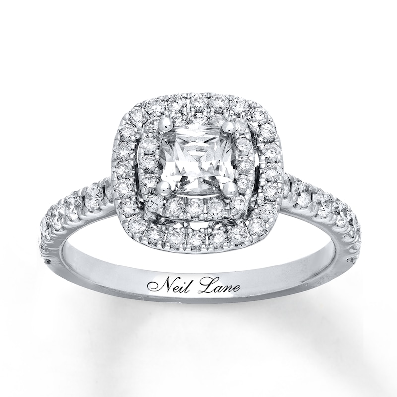Main Image 1 of Previously Owned Neil Lane Engagement Ring 1-1/8 ct tw Cushion & Round-cut Diamonds 14K White Gold Size 9