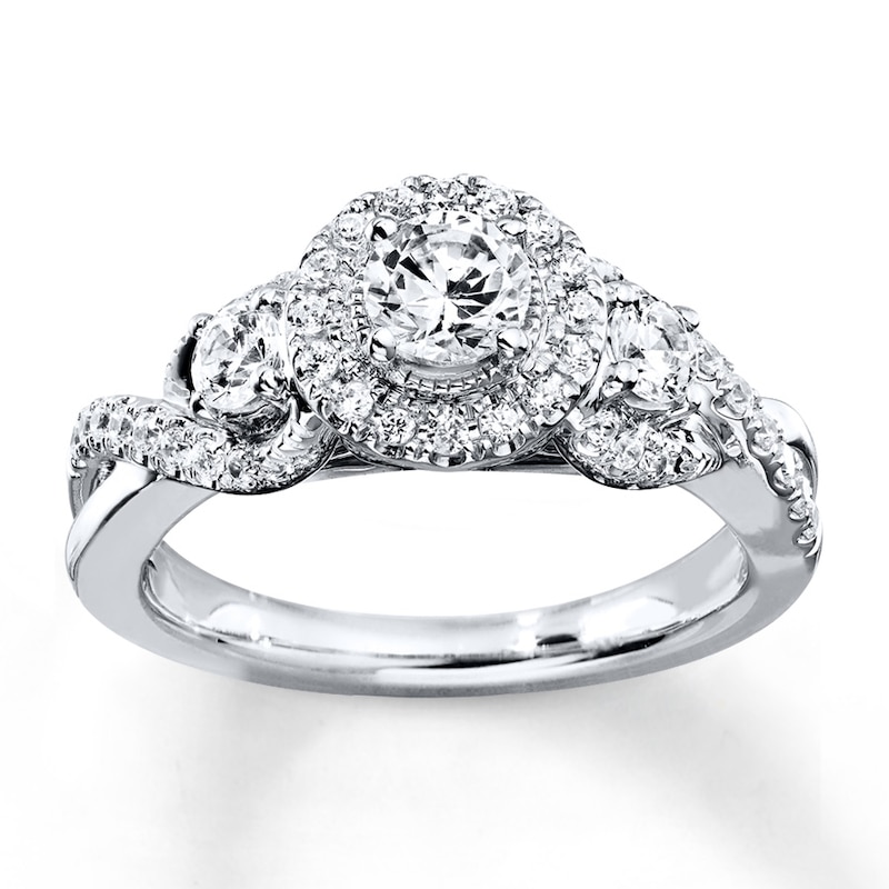 Main Image 1 of Previously Owned Diamond Engagement Ring 7/8 ct tw Round-cut 14K White Gold Size 5
