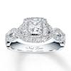 Thumbnail Image 0 of Previously Owned Neil Lane Engagement Ring 1 ct tw Princess & Round-cut Diamonds 14K White Gold - Size 8.5