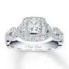 Thumbnail Image 1 of Previously Owned Neil Lane Engagement Ring 1 ct tw Princess & Round-cut Diamonds 14K White Gold Size 8.5