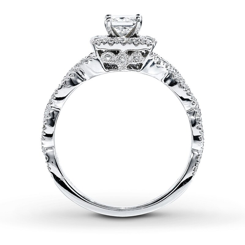Main Image 2 of Previously Owned Neil Lane Engagement Ring 1 ct tw Princess & Round-cut Diamonds 14K White Gold Size 8.5