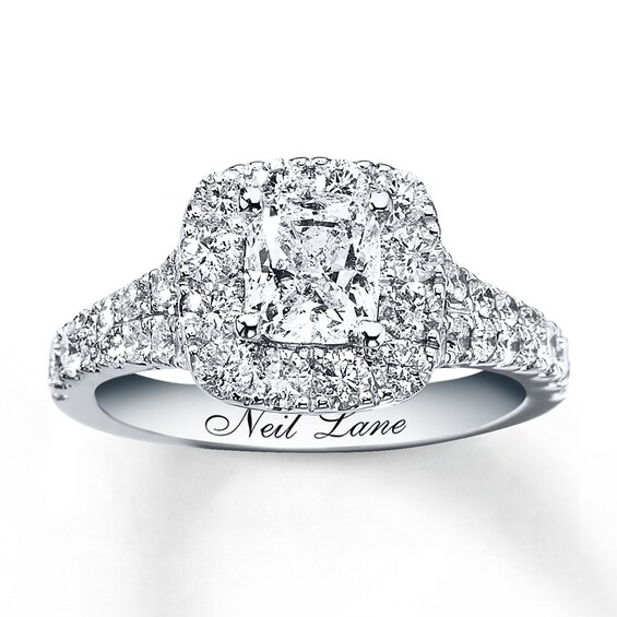 Previously Owned Neil Lane Engagement Ring 2-1/6 ct tw Cushion & Round-cut Diamonds 14K White Gold 5.25