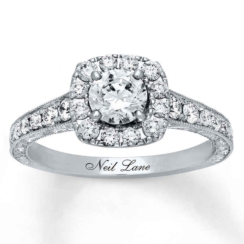 Main Image 1 of Previously Owned Neil Lane Engagement Ring 1-1/6 ct tw Round-cut Diamonds 14K White Gold - Size 5