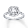 Previously Owned Neil Lane Engagement Ring 1-1/8 ct tw Cushion & Round-cut Diamonds 14K White Gold