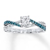 Thumbnail Image 1 of Previously Owned Blue/White Diamond Engagement Ring 3/4 ct tw Round-cut 14K White Gold Size 8.5