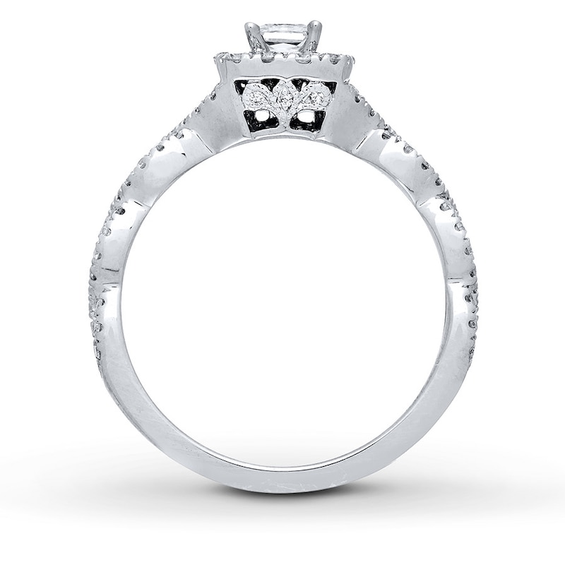 Main Image 2 of Previously Owned Neil Lane Engagement Ring 5/8 ct tw Princess & Round-cut 14K White Gold Size 8.75
