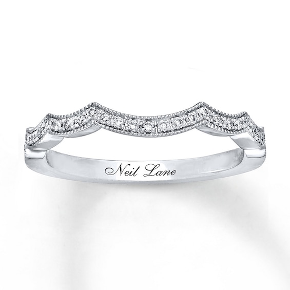 Previously Owned Neil Lane Wedding Band 1/6 ct tw Round-cut Diamonds 14K White Gold Size 10