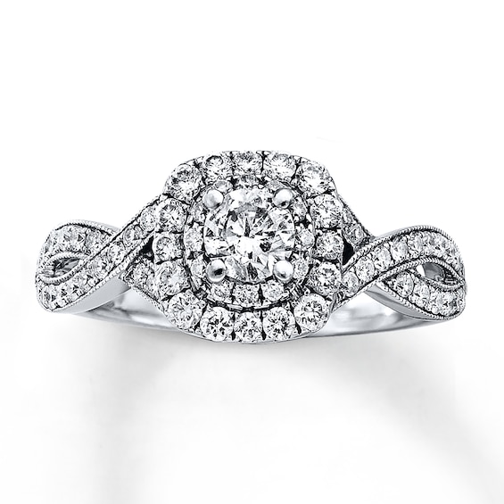 Previously Owned Neil Lane Engagement Ring 7/8 ct tw Round-cut Diamonds 14K White Gold Size 8.5
