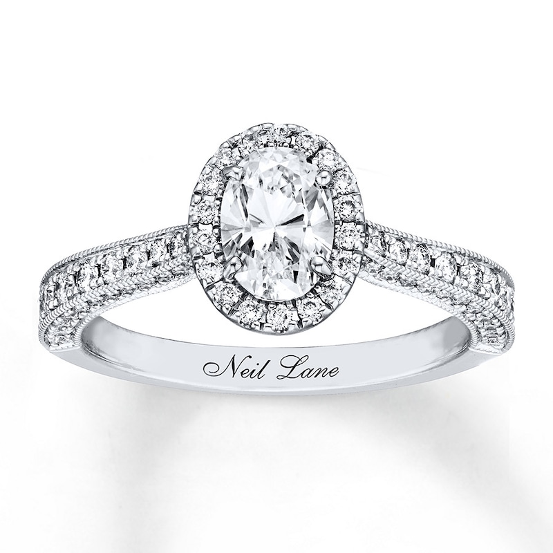 Main Image 1 of Previously Owned Neil Lane Engagement Ring 1-3/8 ct tw Oval & Round-cut 14K White Gold Size 4.5