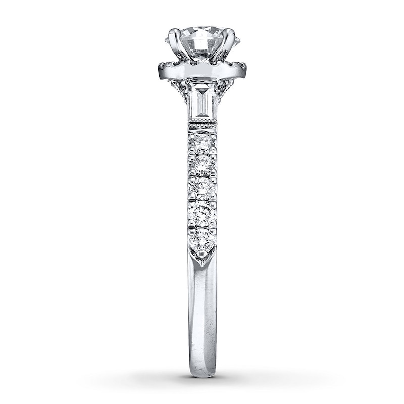 Main Image 3 of Previously Owned Neil Lane Engagement Ring 1-1/4 ct tw Round & Baguette-cut Diamonds 14K White Gold - Size 6