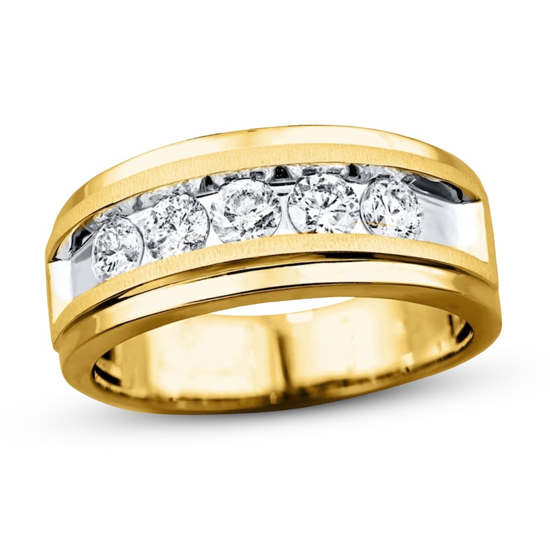 Main Image 1 of Previously Owned Men's Diamond Wedding Band 1 ct tw Round-cut 10K Yellow Gold Size 13.75