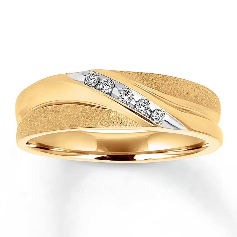 Previously Owned Men's Diamond Wedding Band 1/15 ct tw Round-cut 10K Yellow Gold - Size 14.25