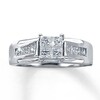 Thumbnail Image 1 of Previously Owned Diamond Engagement Ring 1 ct tw Princess-cut Diamonds 14K White Gold - Size 4
