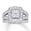 Thumbnail Image 1 of Previously Owned Diamond Bridal Set 2 ct tw Princess & Round-cut 14K White Gold Size 12