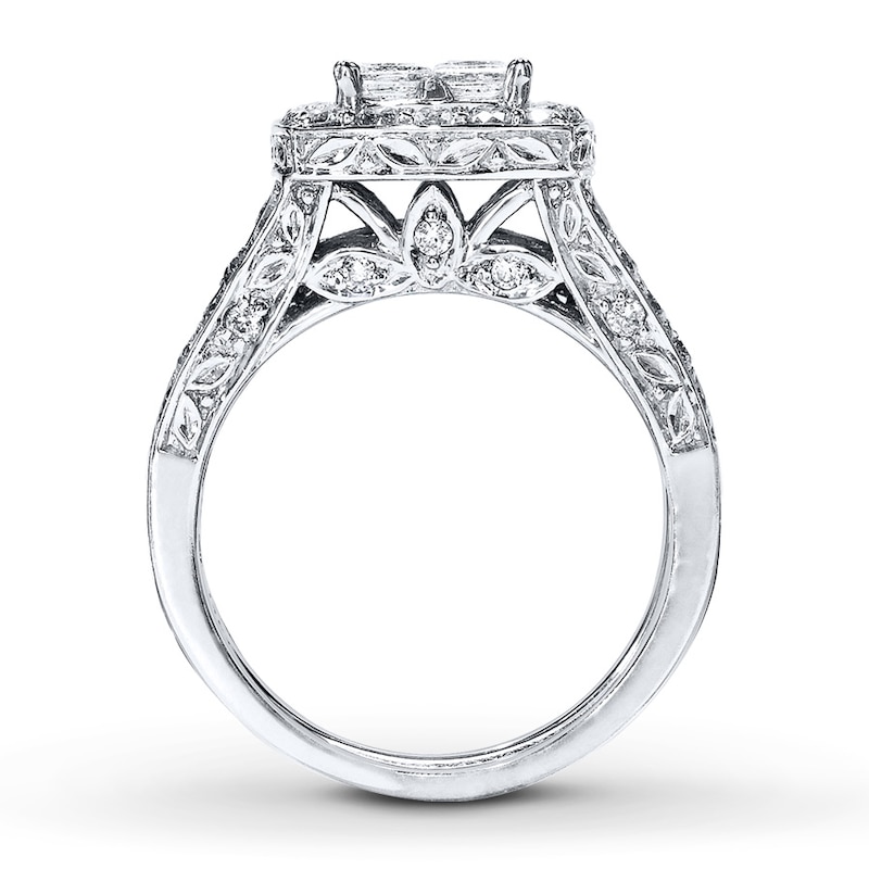 Main Image 2 of Previously Owned Diamond Bridal Set 2 ct tw Princess & Round-cut 14K White Gold Size 12