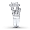 Thumbnail Image 3 of Previously Owned Diamond Bridal Set 2 ct tw Princess & Round-cut 14K White Gold Size 12