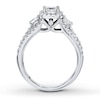 Thumbnail Image 2 of Previously Owned 3-Stone Diamond Ring 1-1/2 ct tw Princess & Round-cut 14K White Gold - Size 10.5